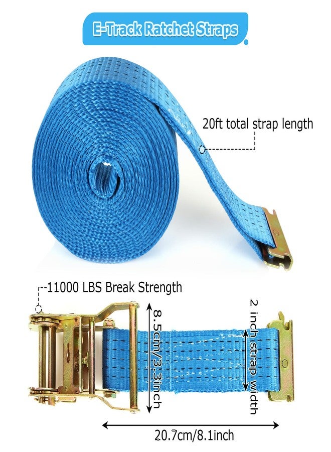 LISHINE 2 Pack Heavy Duty Ratchet E Track Straps - 20ft, 11000 LBS Break Strength, Etrack Tie Down Straps for Trailer, Trucks - Image 2